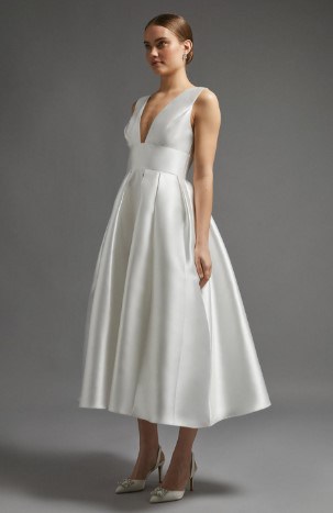 simple silk tea length wedding dress