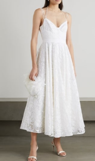 lace midi wedding dress with thin straps