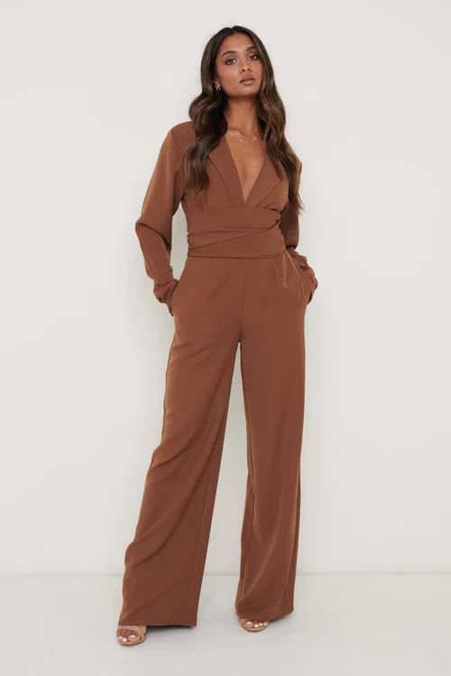 brown jumpsuit for bridesmaids