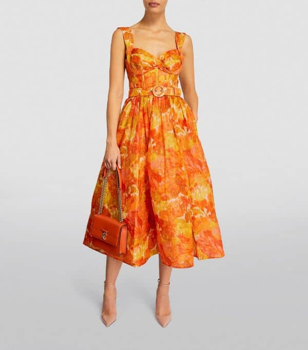 burnt orange floral mother of the bride dress