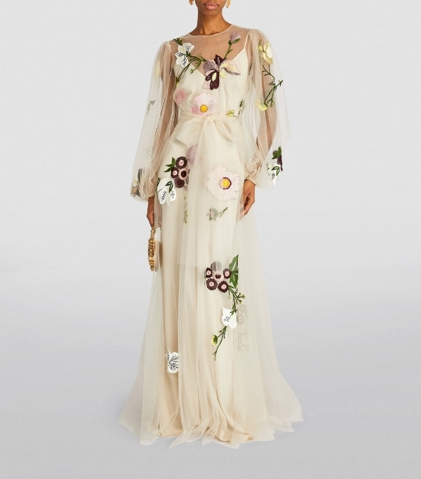 embroidered floral wedding dress