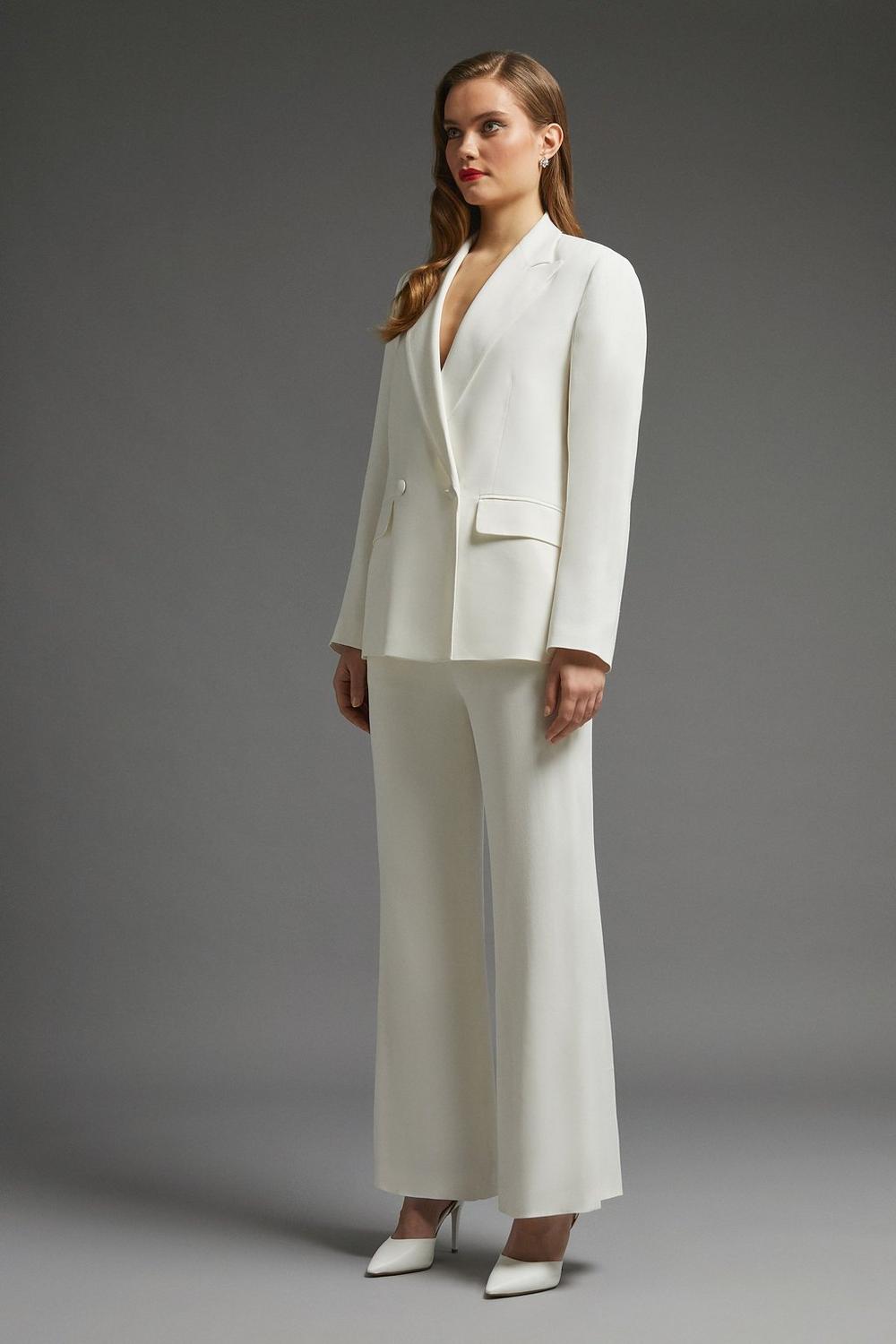 flared wide leg bridal white suit