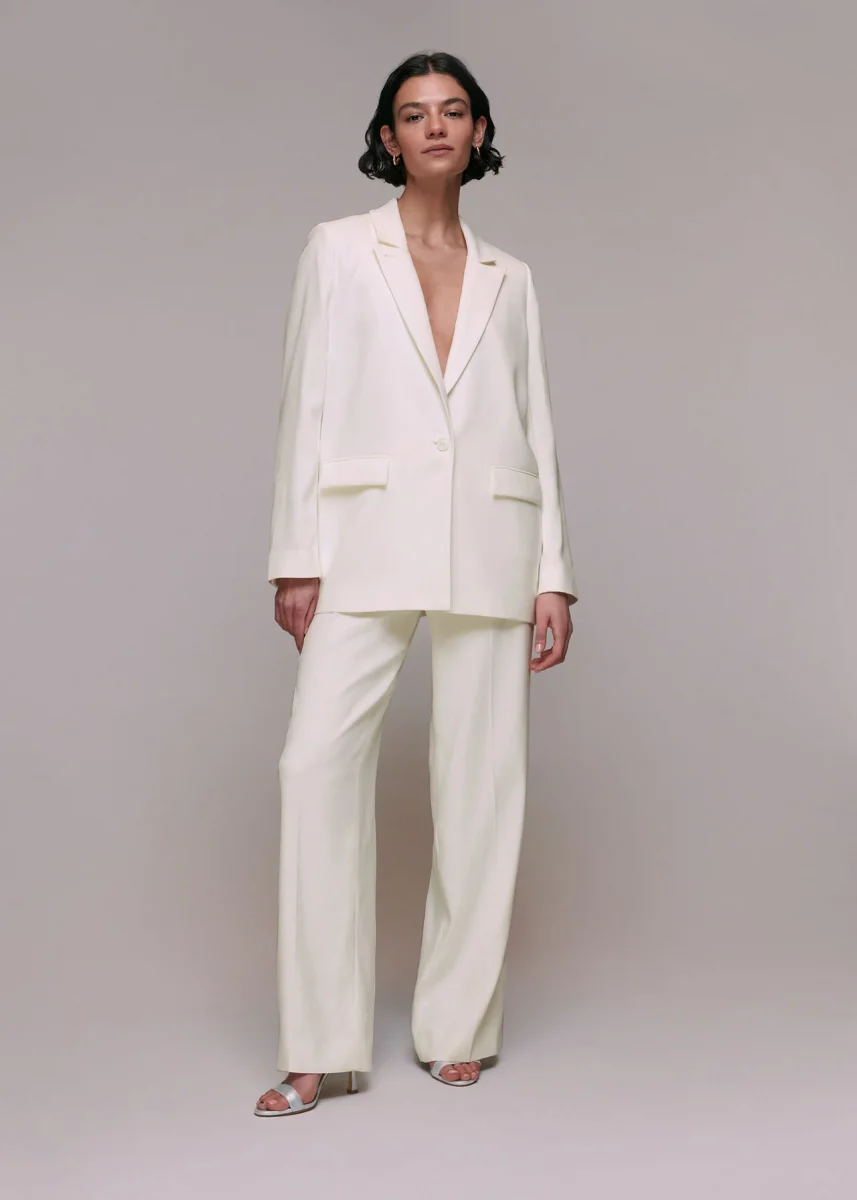 white wedding pantsuit overside tux jacket