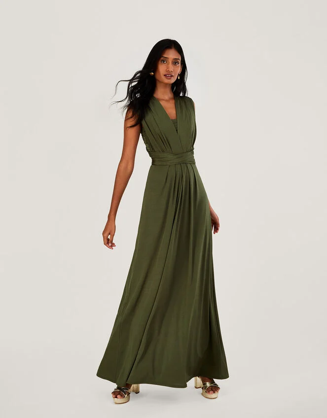 multiway straps olive green bridesmaid dress