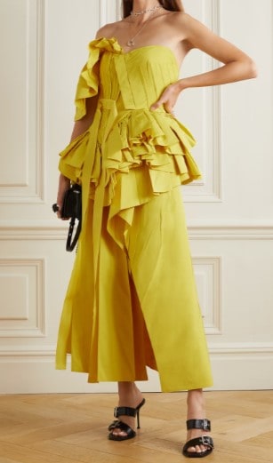 unique yellow mother of the bride dress