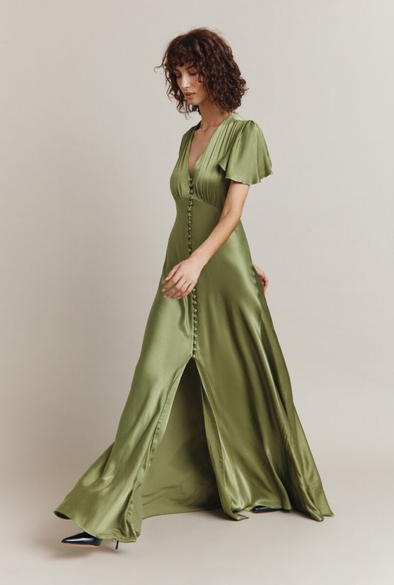 vintage style olive maxi dress