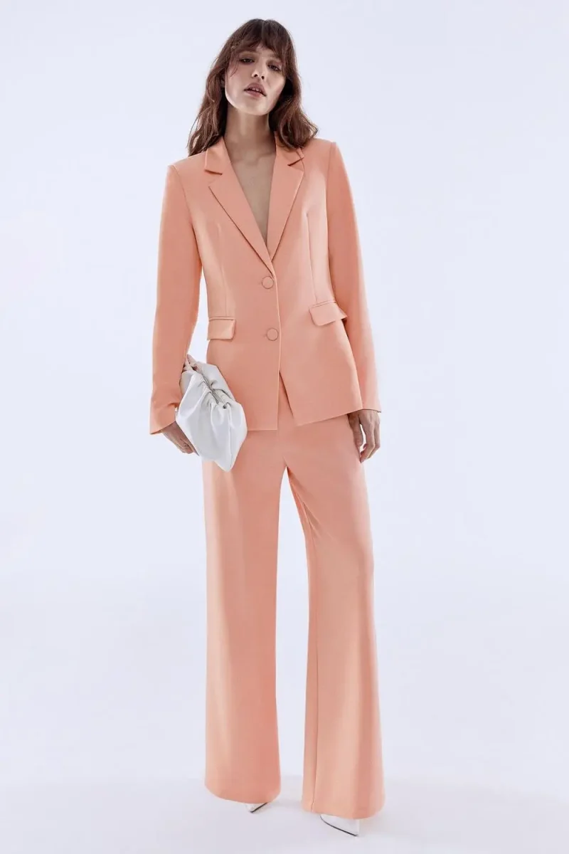 coral bridesmaid pantsuit