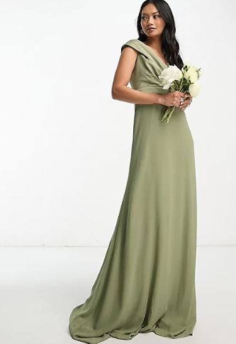 moss green low cut moss green dress