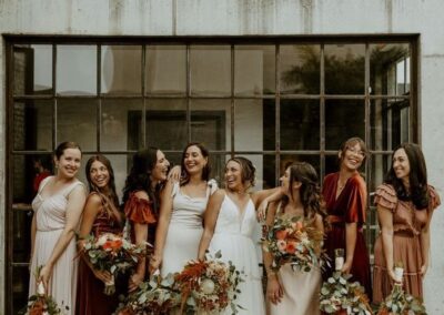 white and burnt orange bridesmaids