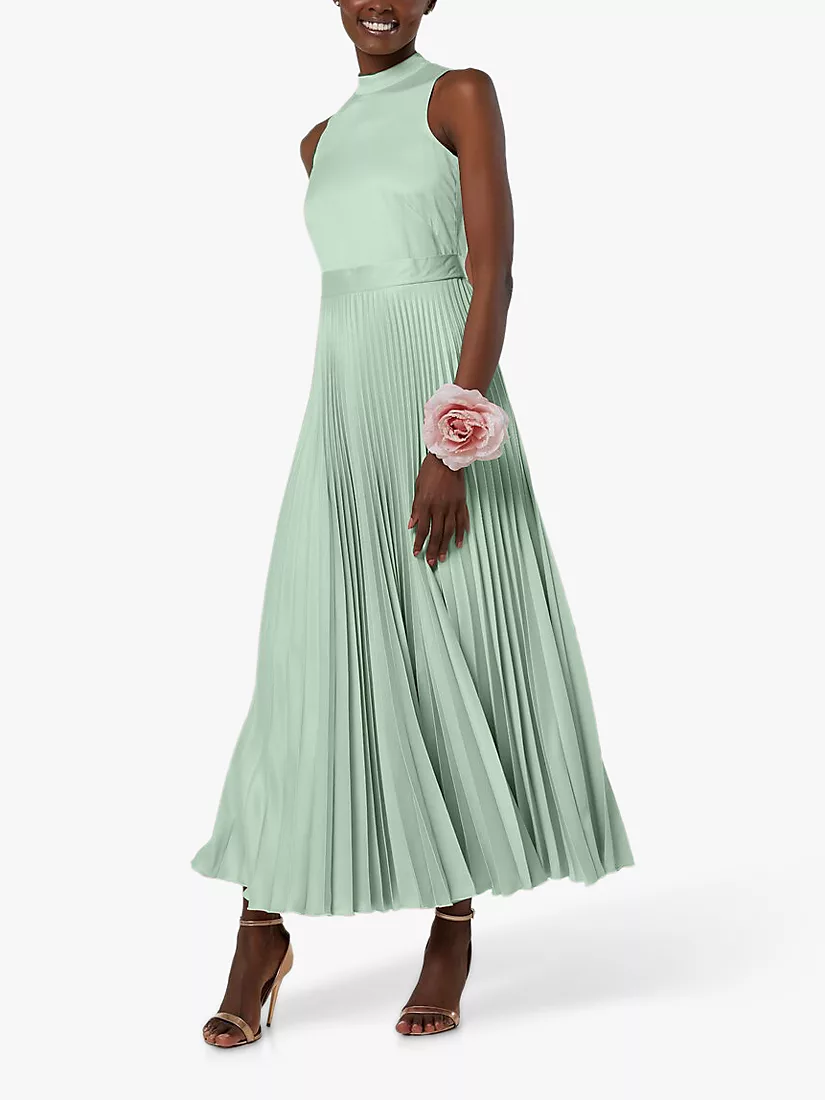 pleated skirt midi dress in mint
