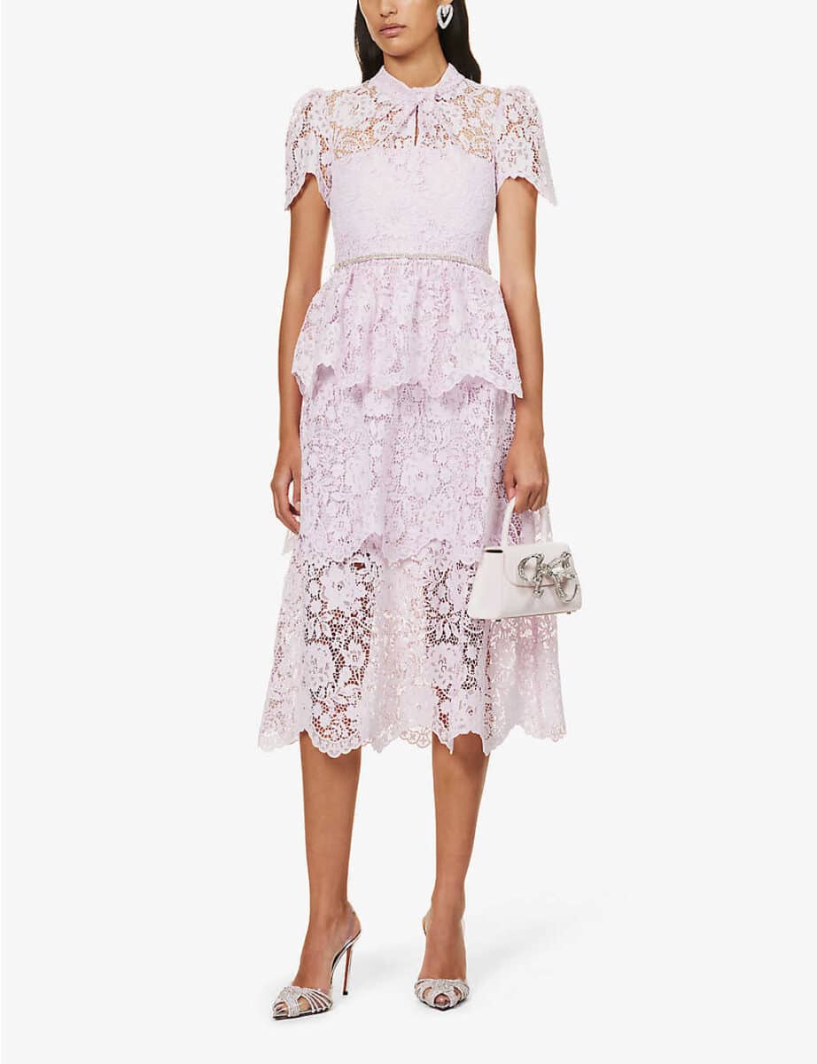 pink lace tiered mother dress