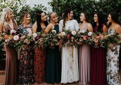 autumn floral bridesmaid dresses