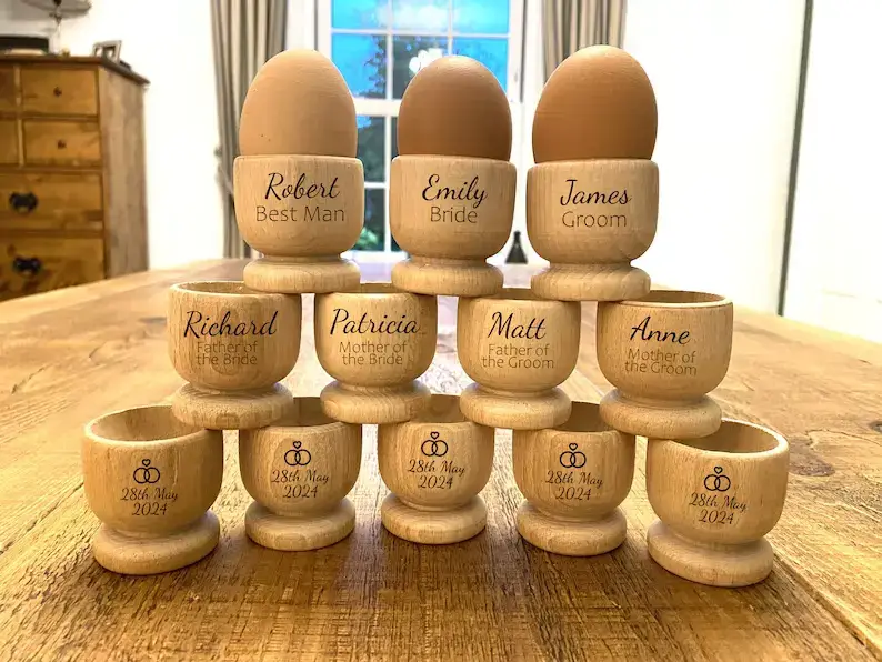 personalised egg cups for wedding favours