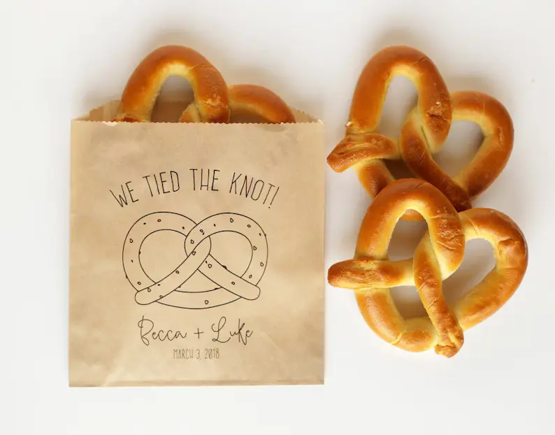 tying the knot pretzel favors