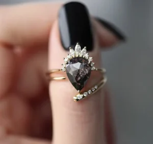 black handmade engagement ring
