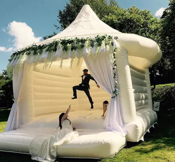 white wedding bouncy castle