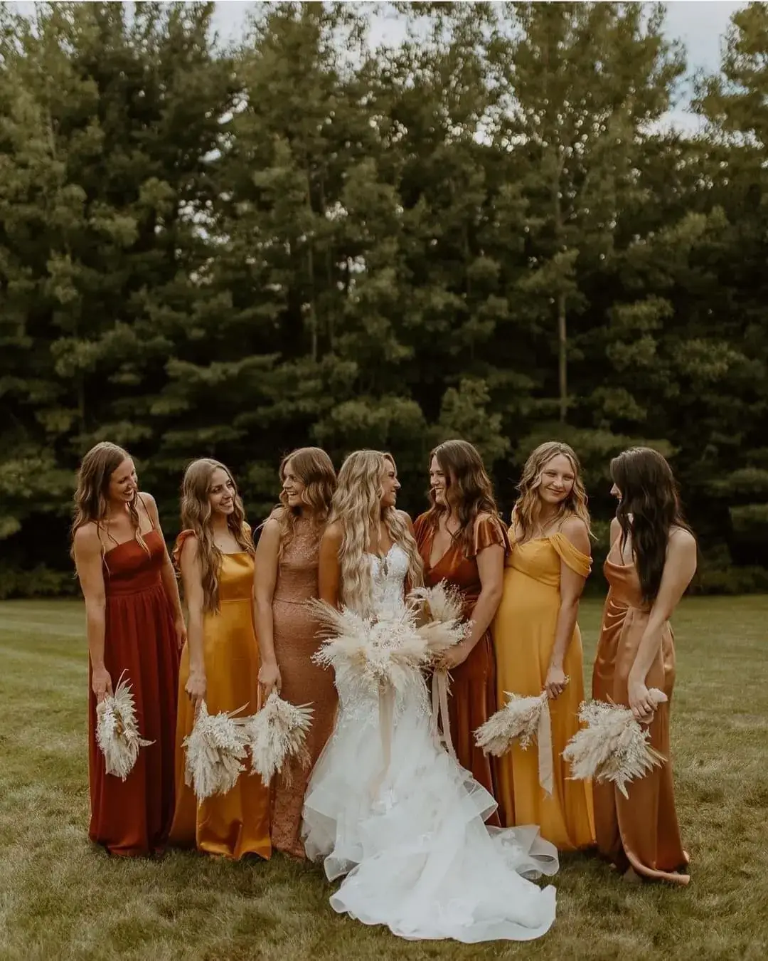 mustard and copper bridesmaid dresses 