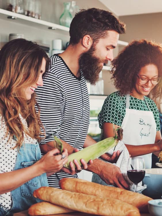 couple at a cooking class