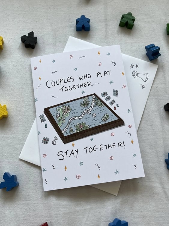 card saying couple that play together stay togther