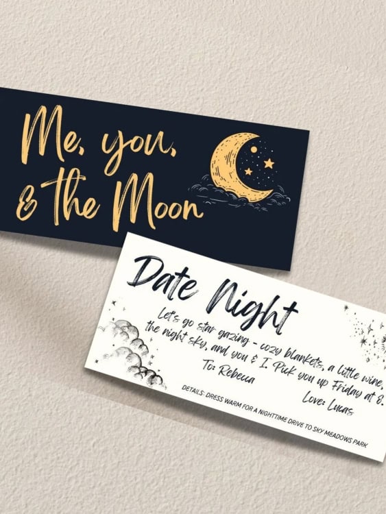 ticket saying date night under the stars