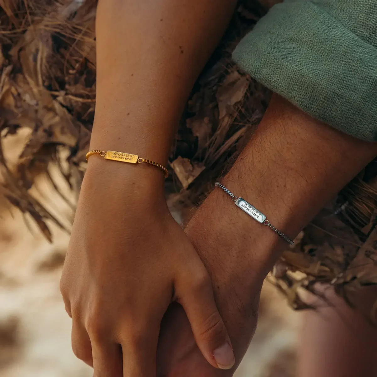 matching couple metal bracelets  