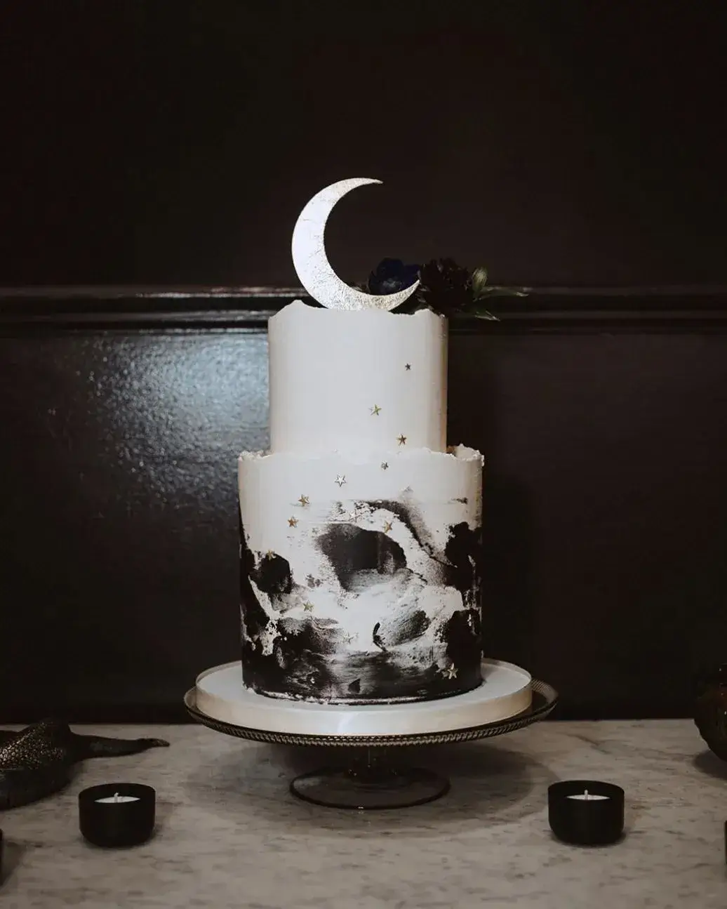 gothic celestrial wedding cake