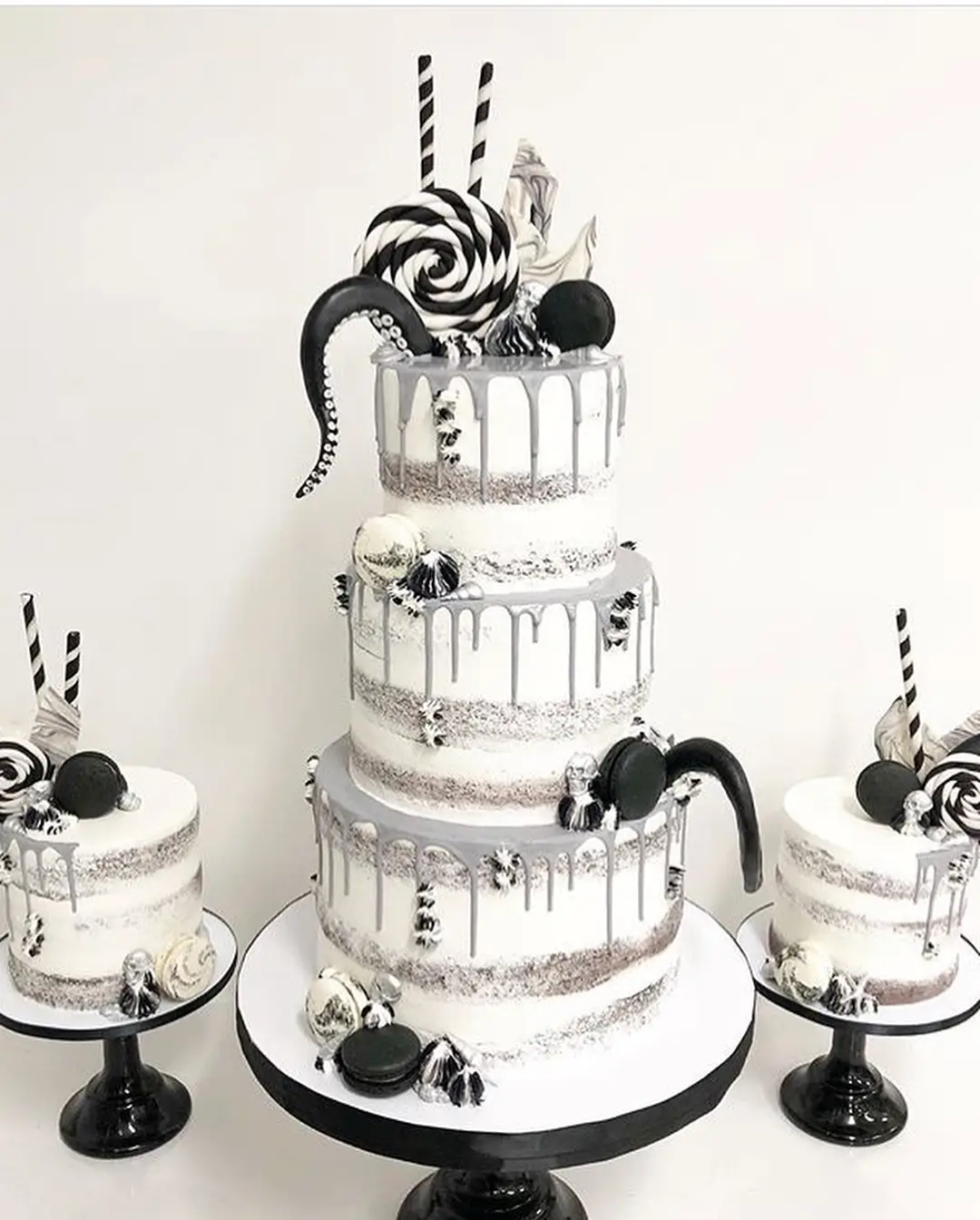 white gothic cake with black details