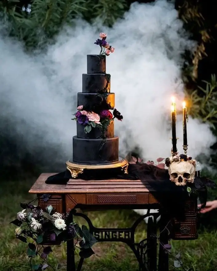 black gothic wedding cake