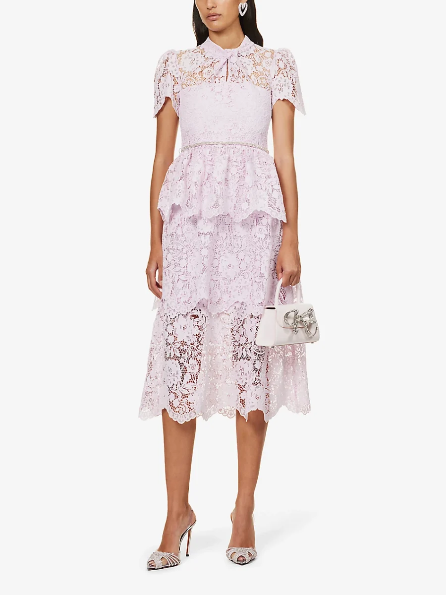 pink lace bridesmaid dress
