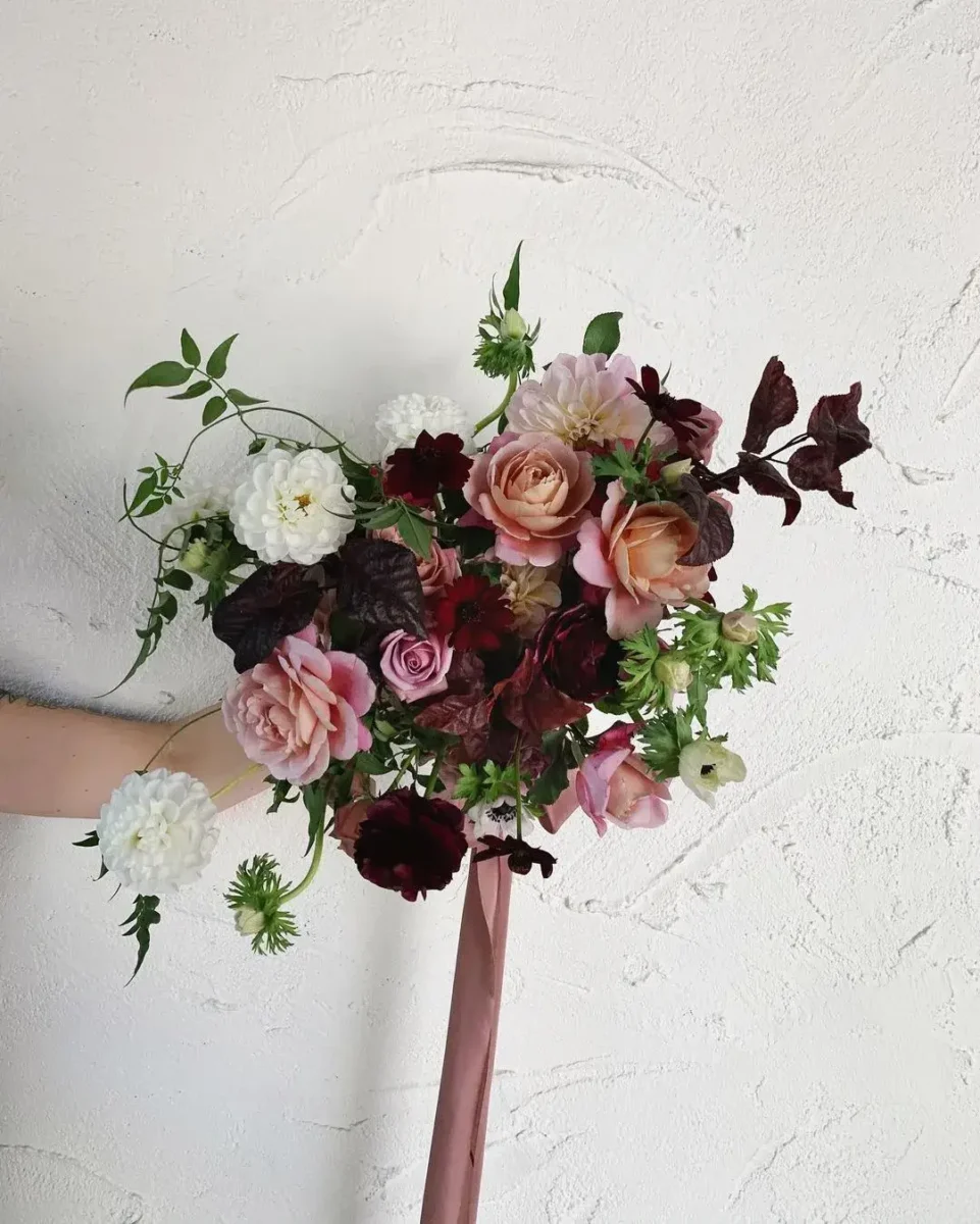 real purple gothic wedding bouquet