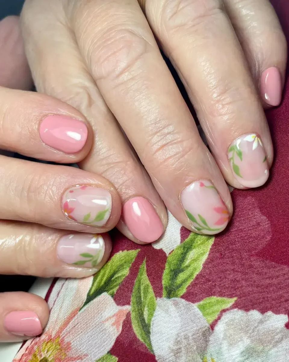floral mother of the bride nails