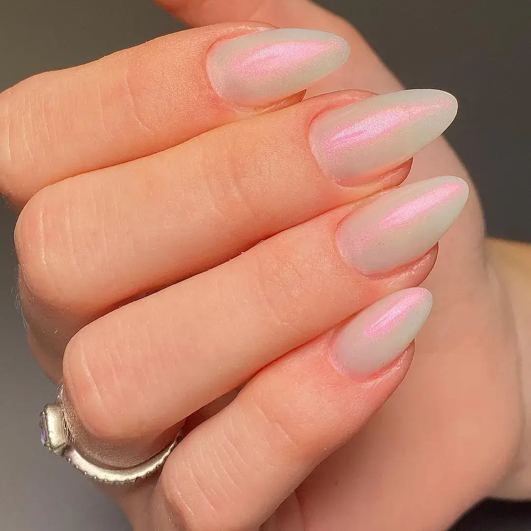 glazed nails, shiny nails