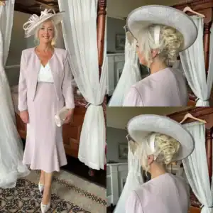 mother with side bun with hat