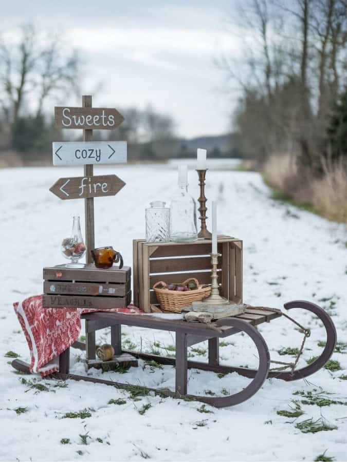 vintage ski lodge wedding decor