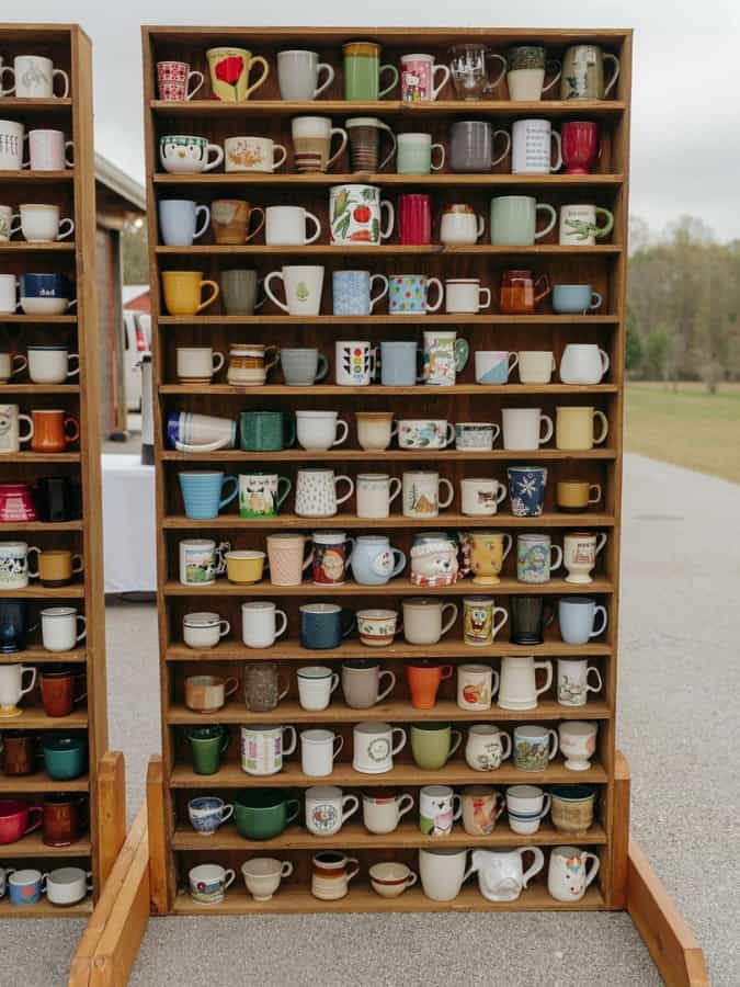 mug wall wedding favor seating chart