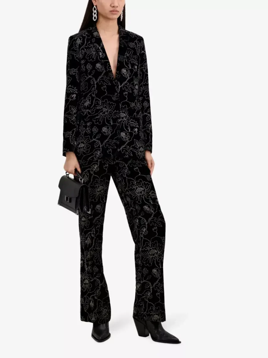 black celestial pattern trouser suit