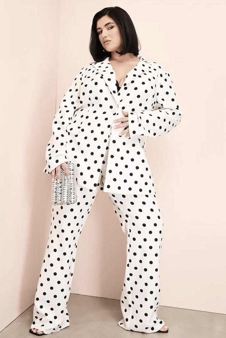 black and polka dot pantsuit