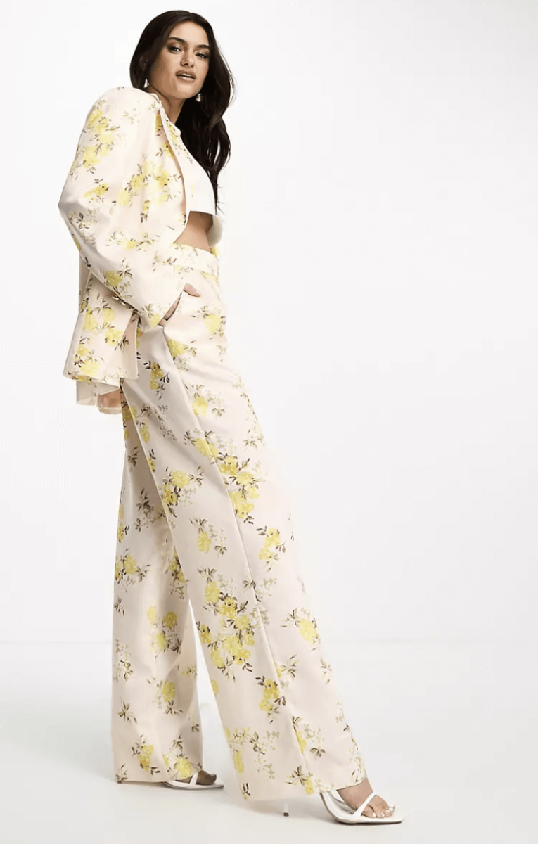yellow floral spring mother pantsuit