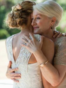 mother and bride on wedding day