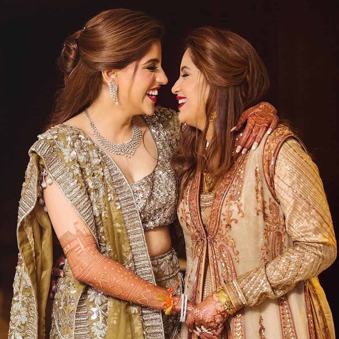 mother with bride on wedding day 
