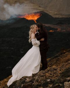 unique wedding ceremony in front of a volcano