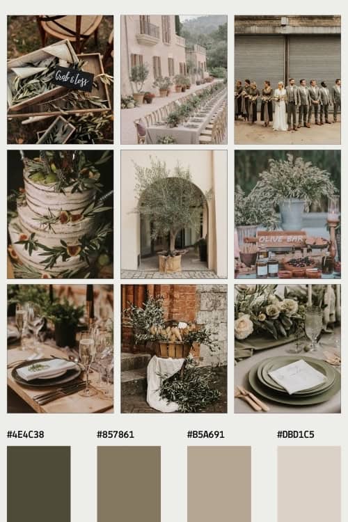 olive green and taupe fall wedding color palette 