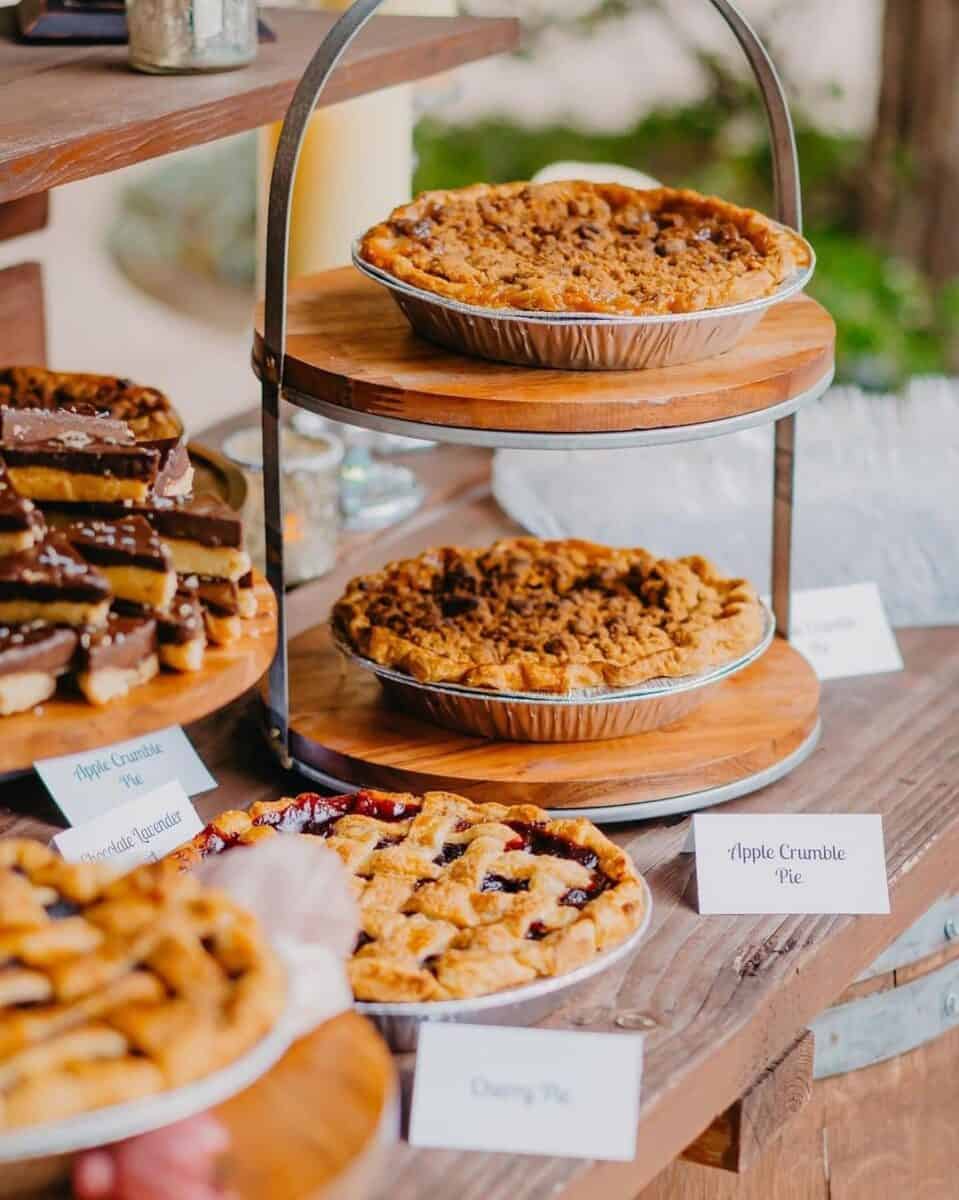 pie dessert bar at a fall wedding