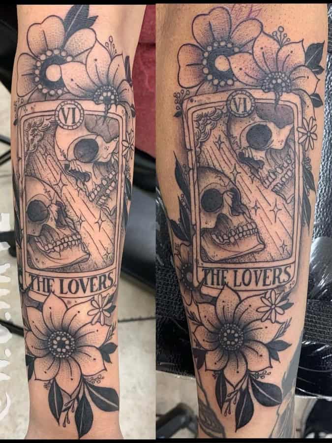 lover matching tarot card tattoos