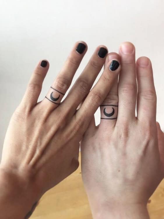 moon wedding ring matching tattoos