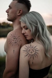 moon and start married couple tattoo