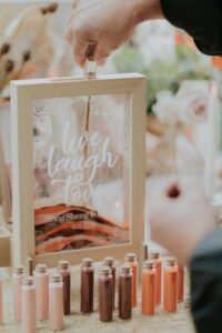 set up of unity sand ceremony at a wedding