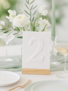 embossed linen table number
